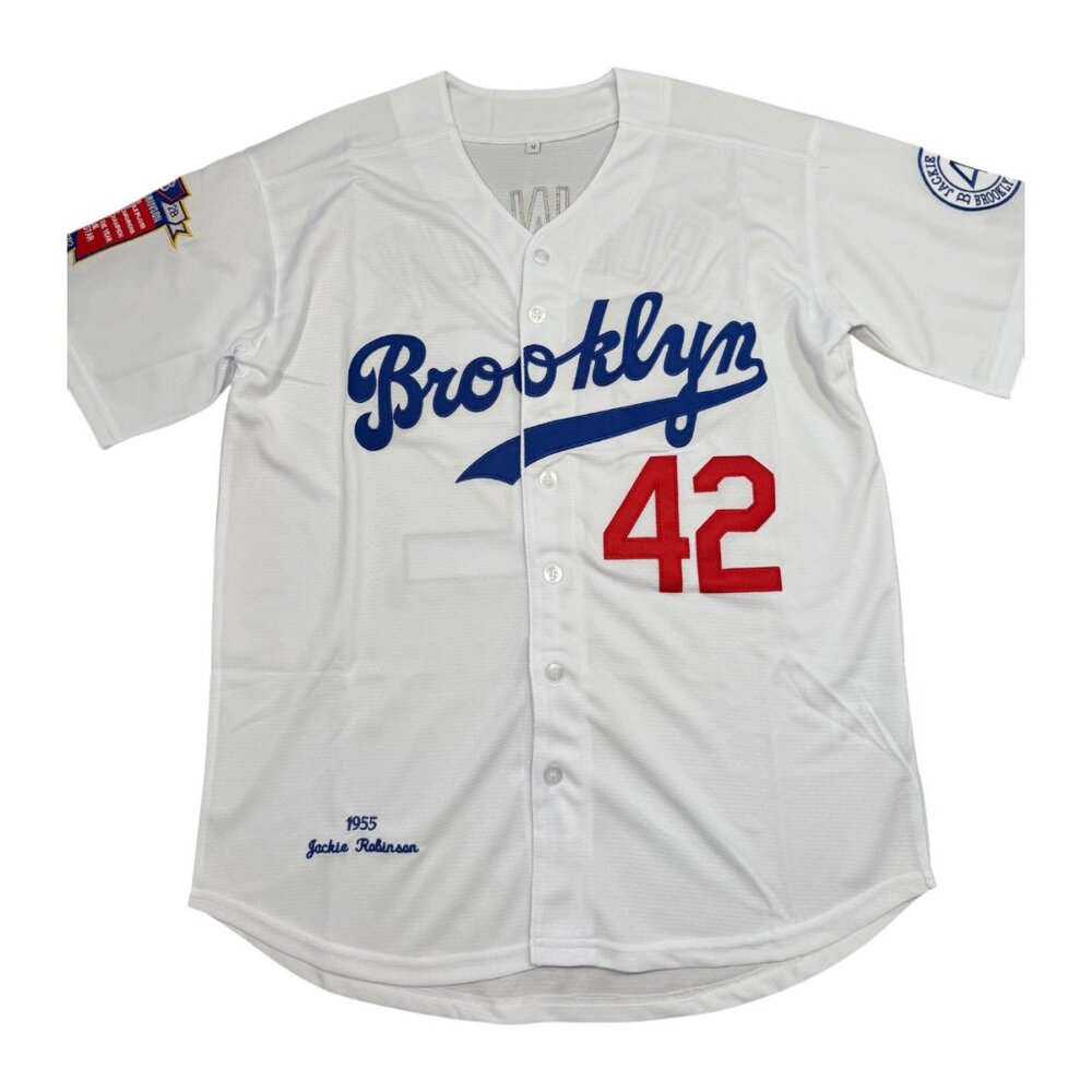 Los Angeles Brooklyn Dodgers #42 Jackie Robinson Baseball Jersey WHITE - Picture 1 of 8